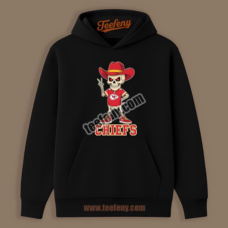 Kansas City Chiefs Skeleton Cowboy Cotton Hoodie Kansas City Chiefs Skeleton Cowboy Cotton Hoodie
