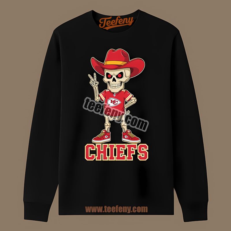 Kansas City Chiefs Skeleton Cowboy Cotton Long Sleeve Kansas City Chiefs Skeleton Cowboy Cotton Long Sleeve