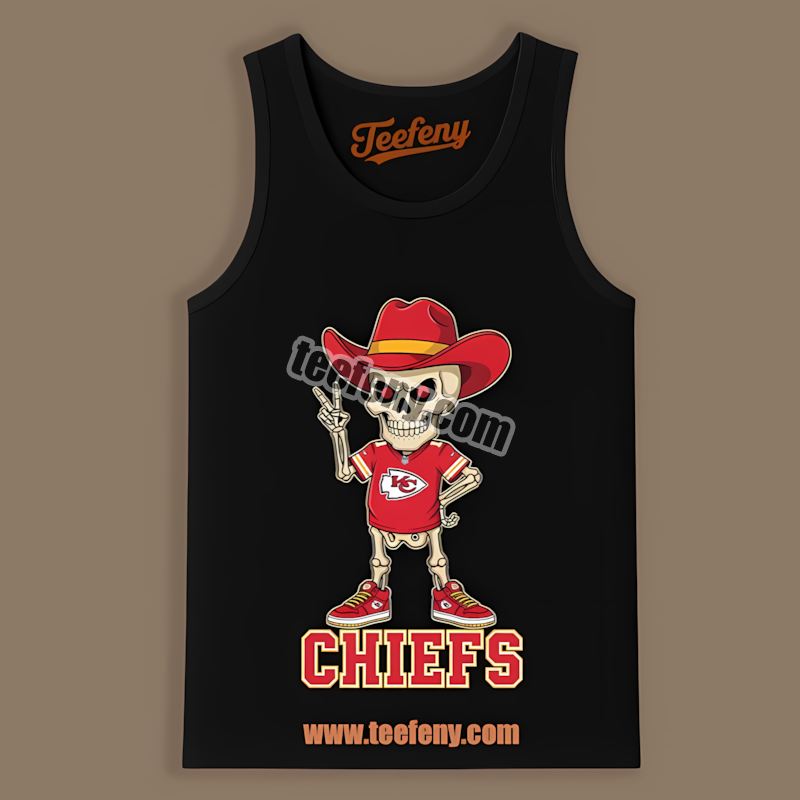 Kansas City Chiefs Skeleton Cowboy Cotton Tanktop Kansas City Chiefs Skeleton Cowboy Cotton Tanktop