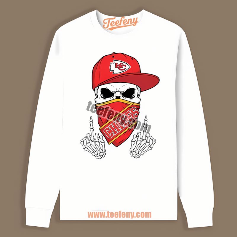 Kansas City Chiefs Skull Bandana Trendy Long Sleeve Kansas City Chiefs Skull Bandana Trendy Long Sleeve