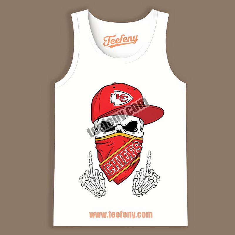 Kansas City Chiefs Skull Bandana Trendy Tanktop Kansas City Chiefs Skull Bandana Trendy Tanktop