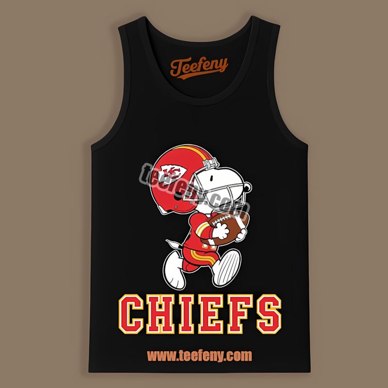 Kansas City Chiefs Snoopy Football Running Retro Tanktop Kansas City Chiefs Snoopy Football Running Retro Tanktop
