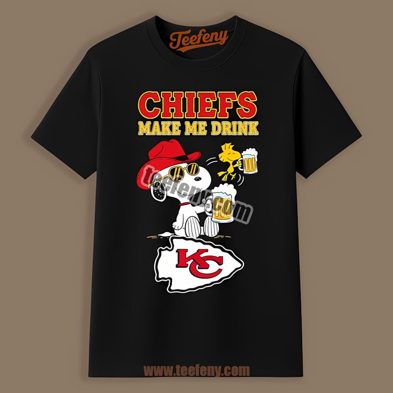 Kansas City Chiefs Snoopy Make Me Drink Graphic Shirt