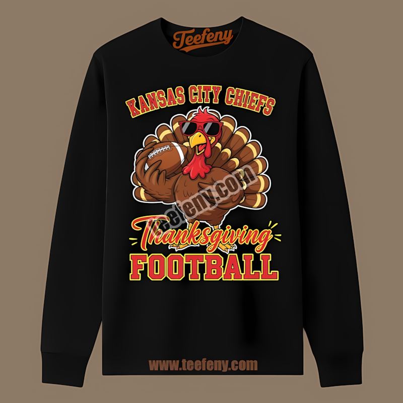 Kansas City Chiefs Thanksgiving Football Turkey Unisex Long Sleeve Kansas City Chiefs Thanksgiving Football Turkey Unisex Long Sleeve