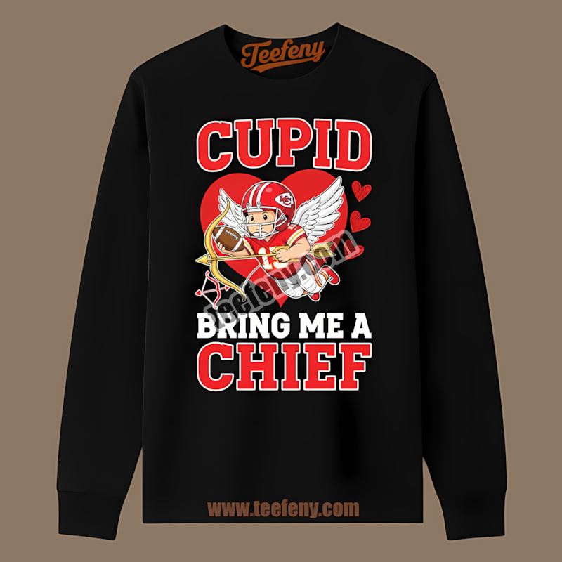 Kansas City Chiefs Valentines Cupid Bring Me A Cardinal Retro Long Sleeve Kansas City Chiefs Valentines Cupid Bring Me A Cardinal Retro Long Sleeve