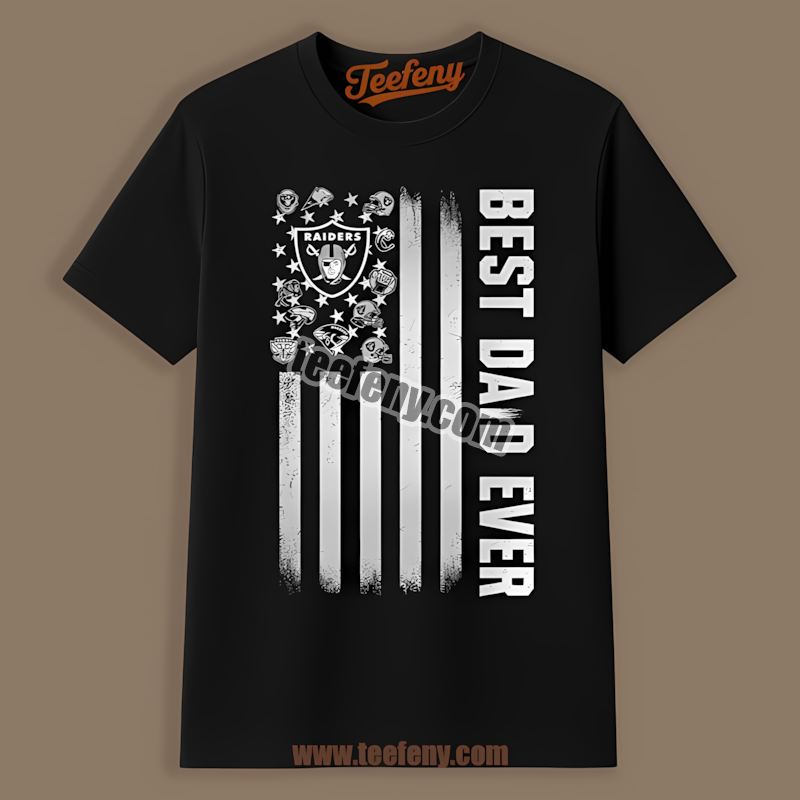Las Vegas Raiders Best Dad Ever American Flag Cotton Shirt
