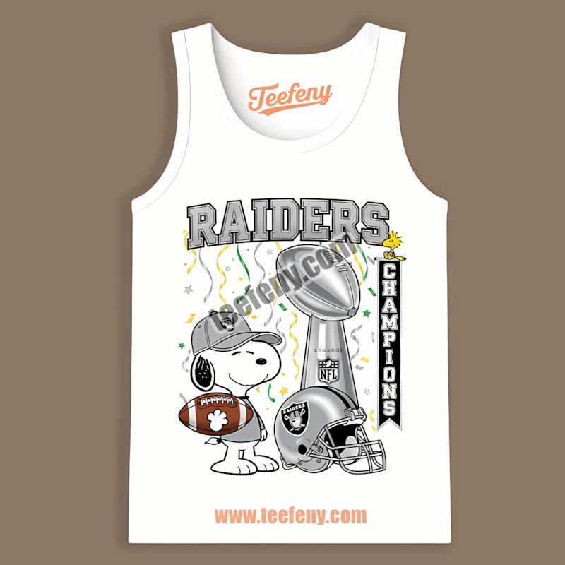 Las Vegas Raiders Champions Snoopy Celebration Cotton Tanktop Las Vegas Raiders Champions Snoopy Celebration Cotton Tanktop
