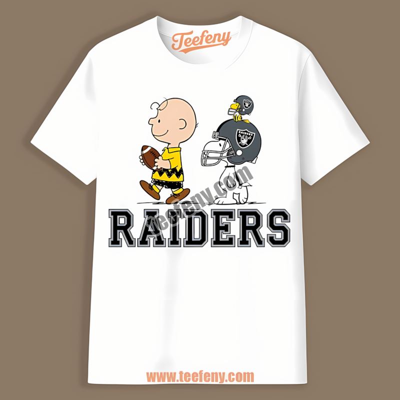 Las Vegas Raiders Charlie Brown And Snoopy Play Together Cotton Shirt