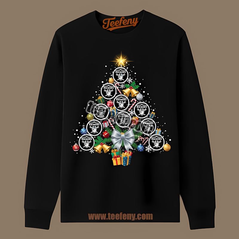 Las Vegas Raiders Christmas Tree Logo Color Long Sleeve Las Vegas Raiders Christmas Tree Logo Color Long Sleeve