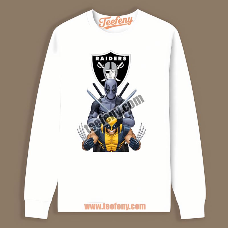 Las Vegas Raiders Deadpool Wolverine Crossover Retro Long Sleeve Las Vegas Raiders Deadpool Wolverine Crossover Retro Long Sleeve