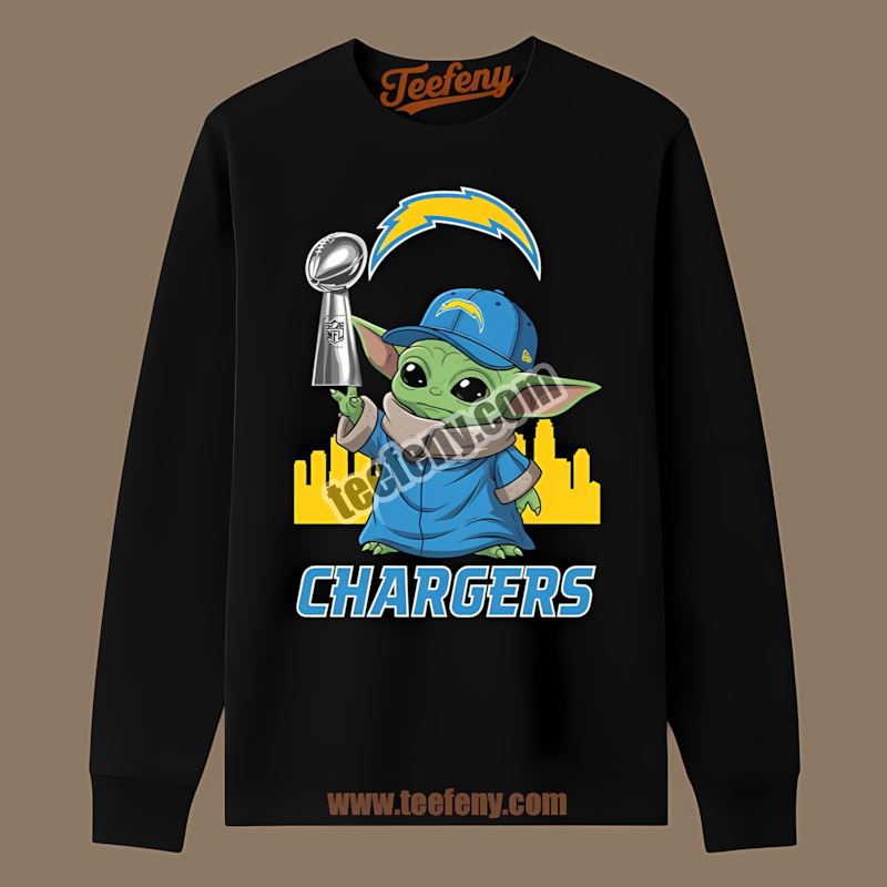 Los Angeles Chargers Baby Yoda Super Bowl Cup Graphic Color Long Sleeve Los Angeles Chargers Baby Yoda Super Bowl Cup Graphic Color Long Sleeve
