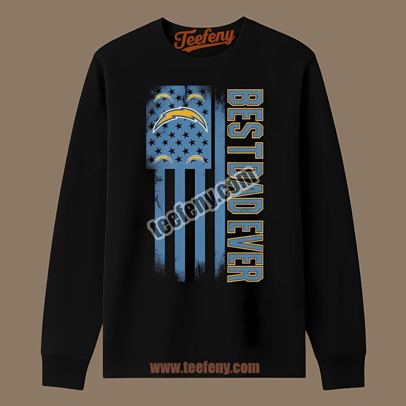 Los Angeles Chargers Best Dad Ever American Flag Classic Long Sleeve Los Angeles Chargers Best Dad Ever American Flag Classic Long Sleeve