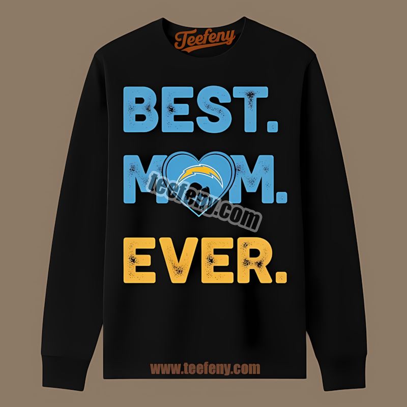 Los Angeles Chargers Best Mom Ever Heart Design Trendy Long Sleeve Los Angeles Chargers Best Mom Ever Heart Design Trendy Long Sleeve