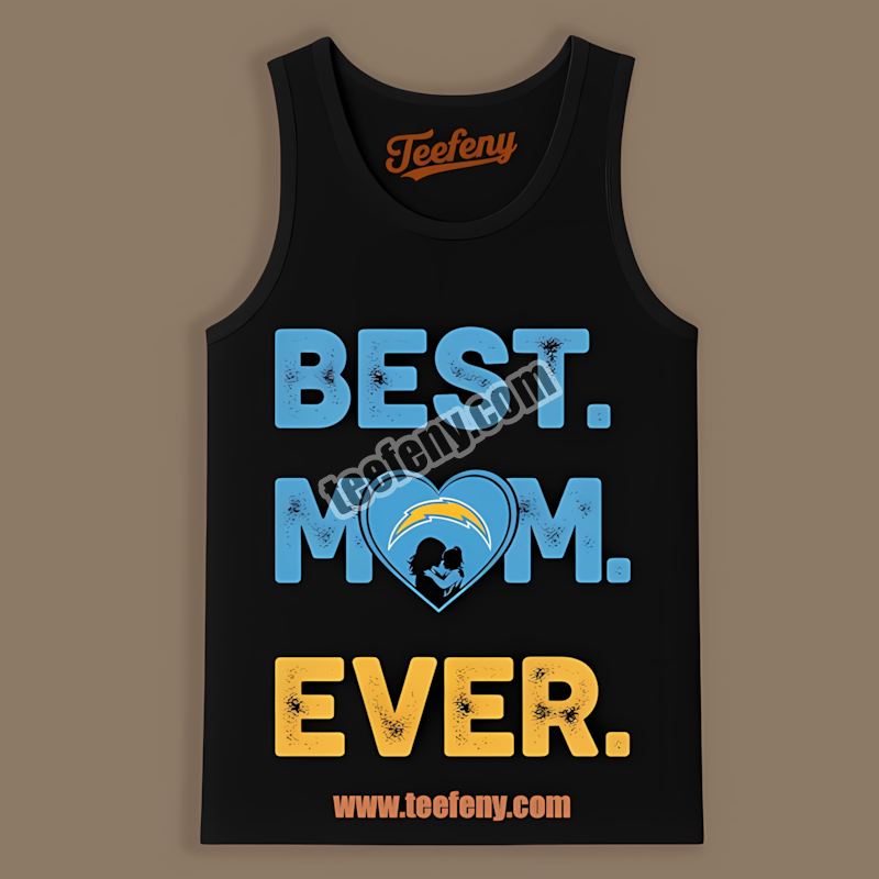 Los Angeles Chargers Best Mom Ever Heart Design Trendy Tanktop Los Angeles Chargers Best Mom Ever Heart Design Trendy Tanktop