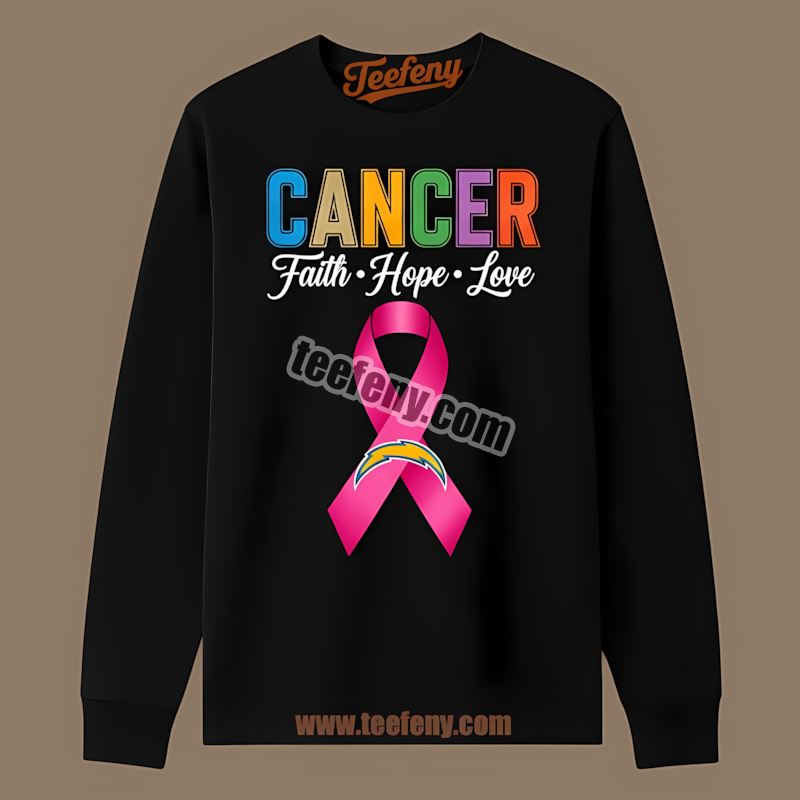 Los Angeles Chargers Cancer Awareness Faith Hope Love Retro Long Sleeve Los Angeles Chargers Cancer Awareness Faith Hope Love Retro Long Sleeve