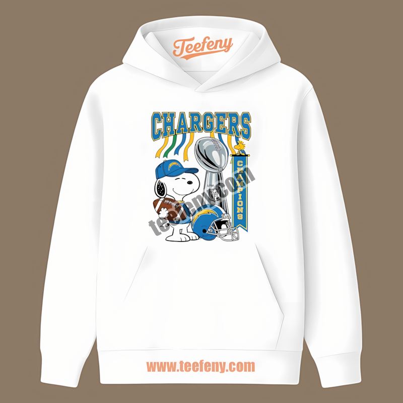 Los Angeles Chargers Champions Snoopy Celebration Art Graphic Hoodie Los Angeles Chargers Champions Snoopy Celebration Art Graphic Hoodie