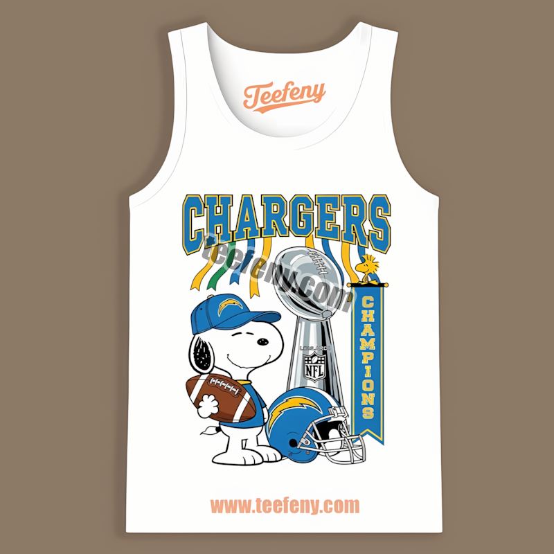 Los Angeles Chargers Champions Snoopy Celebration Art Graphic Tanktop Los Angeles Chargers Champions Snoopy Celebration Art Graphic Tanktop