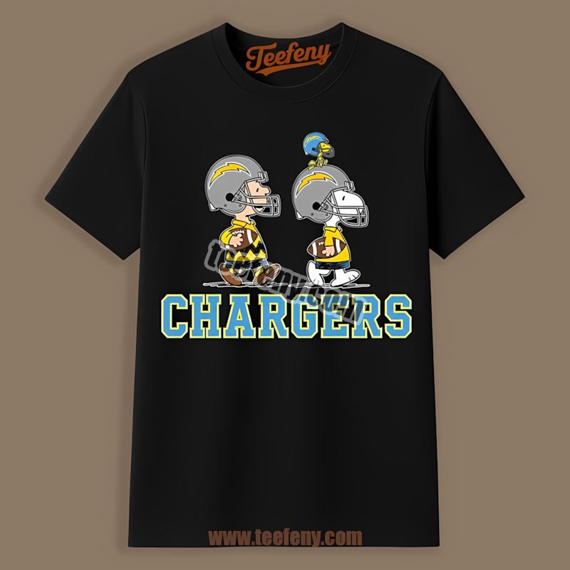 Los Angeles Chargers Charlie Brown Snoopy Play Together Graphic Shirt