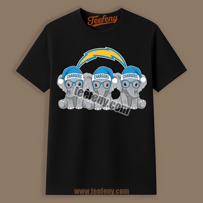 Los Angeles Chargers Christmas Elephants Family Color Shirt