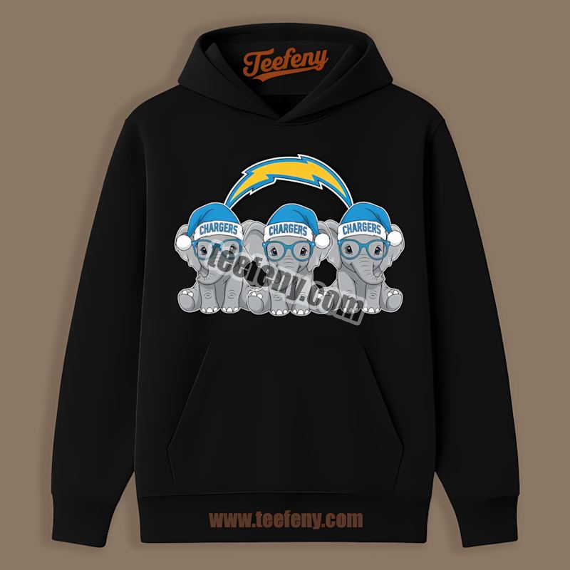 Los Angeles Chargers Christmas Elephants Family Color Hoodie Los Angeles Chargers Christmas Elephants Family Color Hoodie