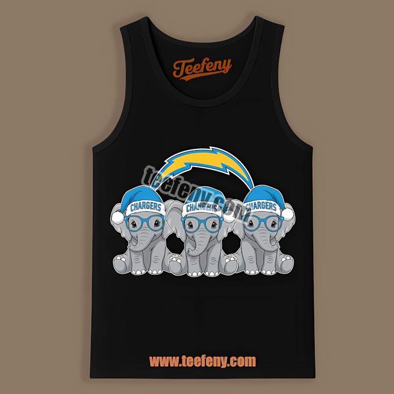 Los Angeles Chargers Christmas Elephants Family Color Tanktop Los Angeles Chargers Christmas Elephants Family Color Tanktop
