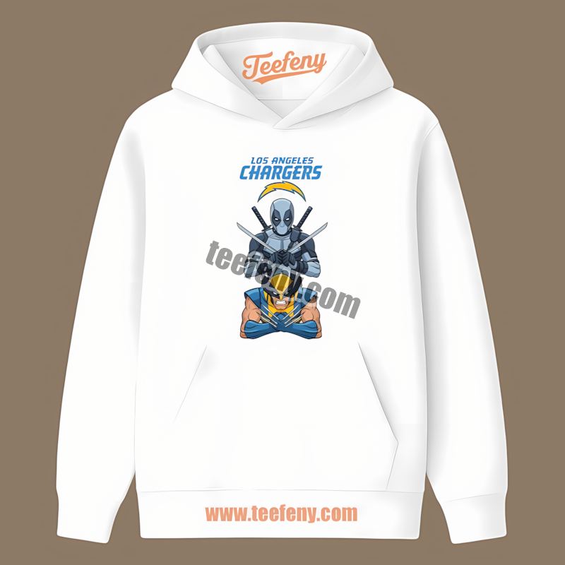 Los Angeles Chargers Deadpool Wolverine Heroes Adults Hoodie Los Angeles Chargers Deadpool Wolverine Heroes Adults Hoodie