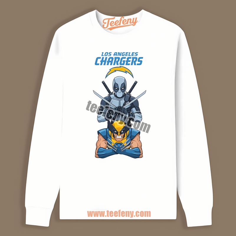 Los Angeles Chargers Deadpool Wolverine Heroes Adults Long Sleeve Los Angeles Chargers Deadpool Wolverine Heroes Adults Long Sleeve