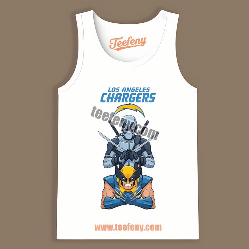 Los Angeles Chargers Deadpool Wolverine Heroes Adults Tanktop Los Angeles Chargers Deadpool Wolverine Heroes Adults Tanktop