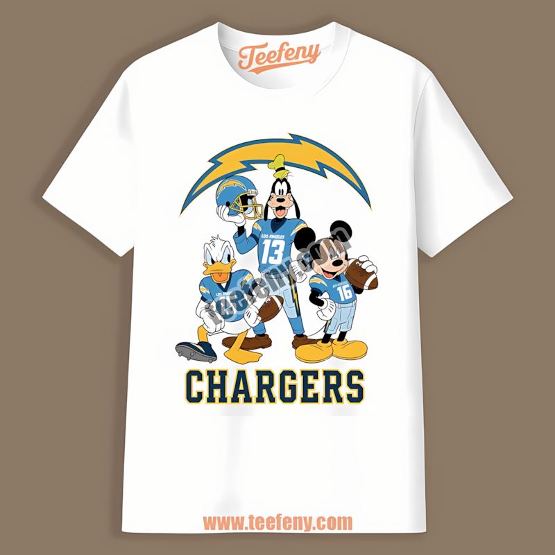 Los Angeles Chargers Disney Mickey Donald Goofy Graphic Shirt