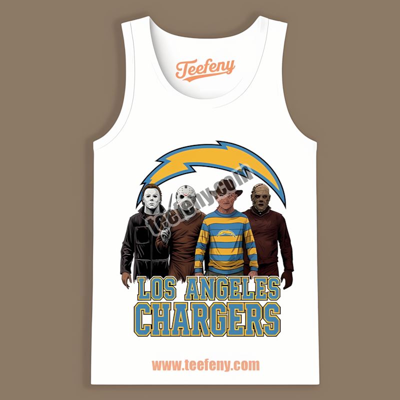 Los Angeles Chargers Halloween Horror Movie Killers Graphic Tanktop Los Angeles Chargers Halloween Horror Movie Killers Graphic Tanktop