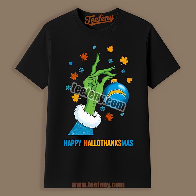 Los Angeles Chargers Happy Hallothanksmas Family Classic Shirt