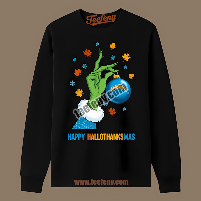 Los Angeles Chargers Happy Hallothanksmas Family Classic Long Sleeve Los Angeles Chargers Happy Hallothanksmas Family Classic Long Sleeve