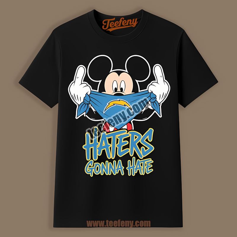 Los Angeles Chargers Mickey Haters Gonna Hate Cartoon Graphic Shirt