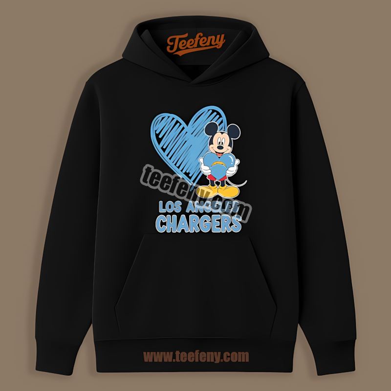 Los Angeles Chargers Mickey Heart Family Unisex Hoodie Los Angeles Chargers Mickey Heart Family Unisex Hoodie