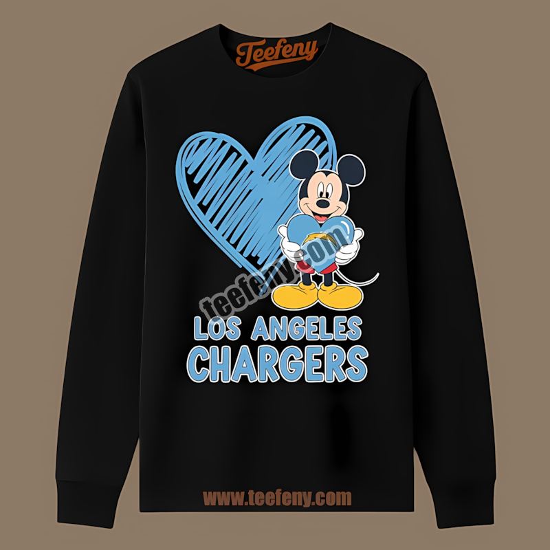 Los Angeles Chargers Mickey Heart Family Unisex Long Sleeve Los Angeles Chargers Mickey Heart Family Unisex Long Sleeve