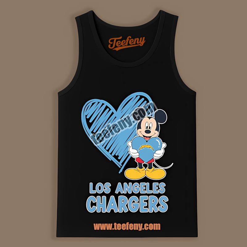 Los Angeles Chargers Mickey Heart Family Unisex Tanktop Los Angeles Chargers Mickey Heart Family Unisex Tanktop