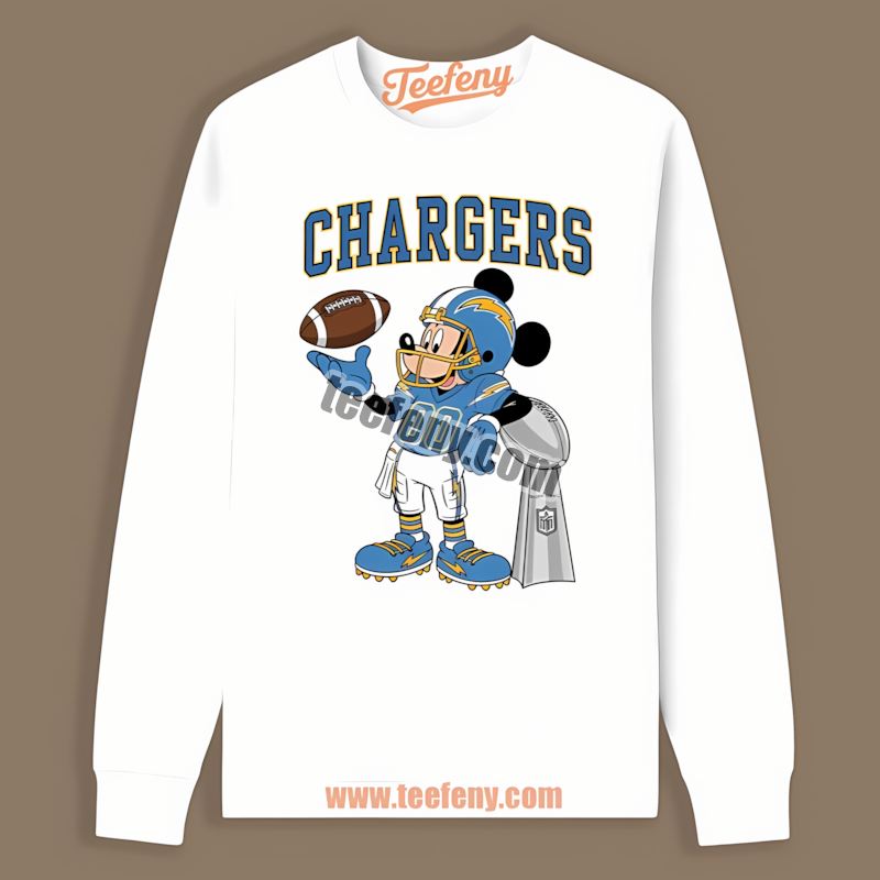Los Angeles Chargers Mickey Super Bowl Football Vintage Long Sleeve Los Angeles Chargers Mickey Super Bowl Football Vintage Long Sleeve