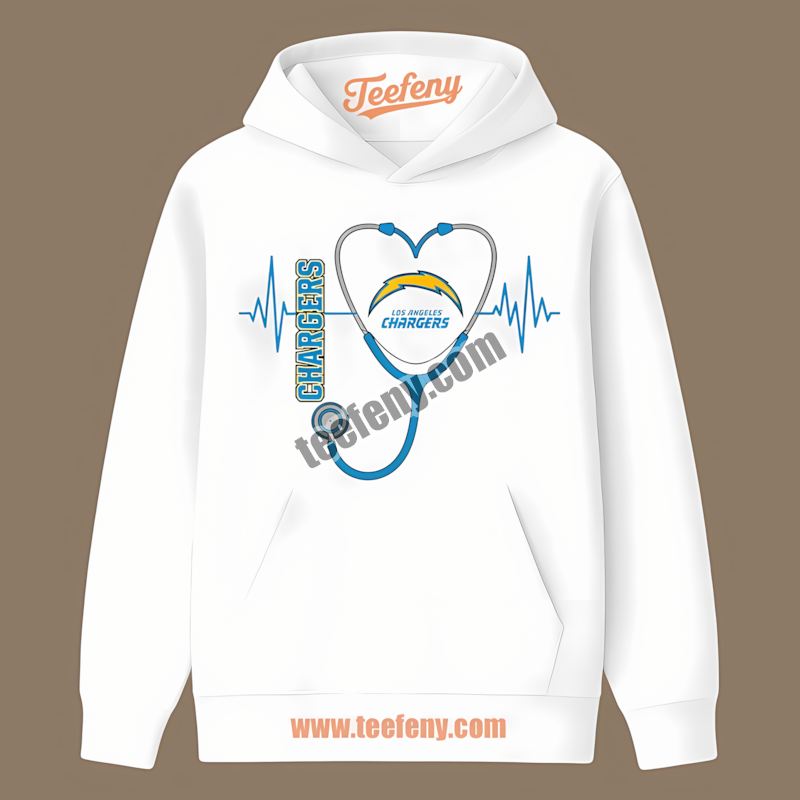 Los Angeles Chargers Nurse Heartbeat Medical Vintage Hoodie Los Angeles Chargers Nurse Heartbeat Medical Vintage Hoodie
