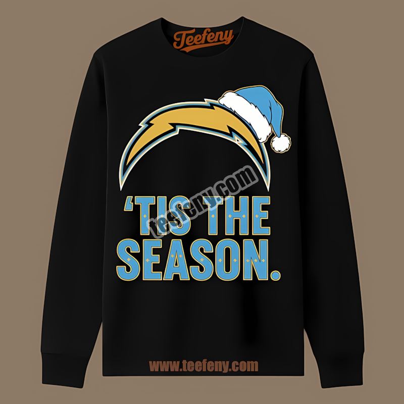 Los Angeles Chargers Tis The Season Christmas Cotton Long Sleeve Los Angeles Chargers Tis The Season Christmas Cotton Long Sleeve