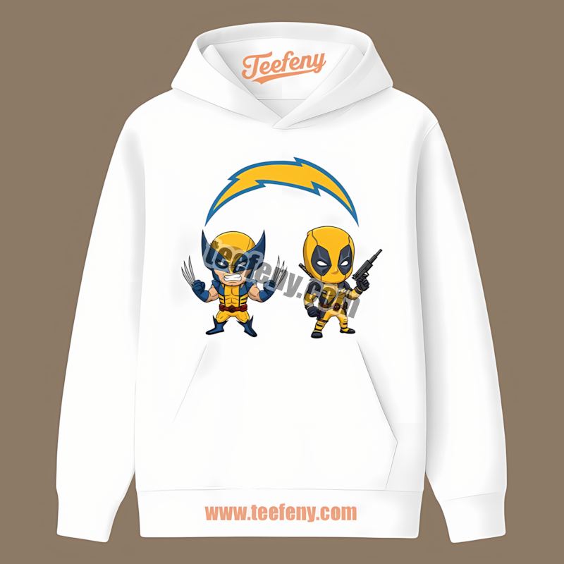 Los Angeles Chargers Wolverine Deadpool Superhero Cotton Hoodie Los Angeles Chargers Wolverine Deadpool Superhero Cotton Hoodie