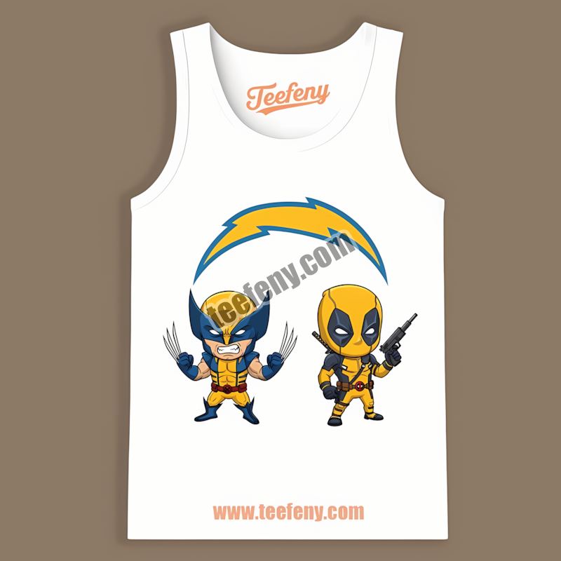Los Angeles Chargers Wolverine Deadpool Superhero Cotton Tanktop Los Angeles Chargers Wolverine Deadpool Superhero Cotton Tanktop