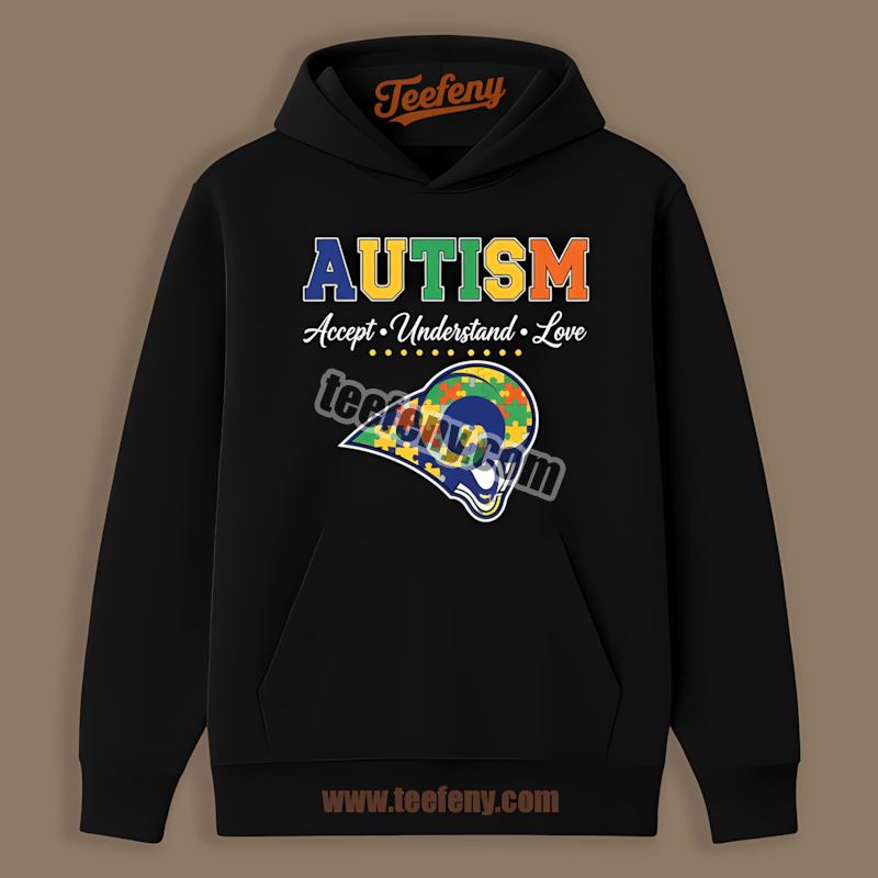 Los Angeles Rams Autism Awareness Accept Understand Love Color Hoodie Los Angeles Rams Autism Awareness Accept Understand Love Color Hoodie