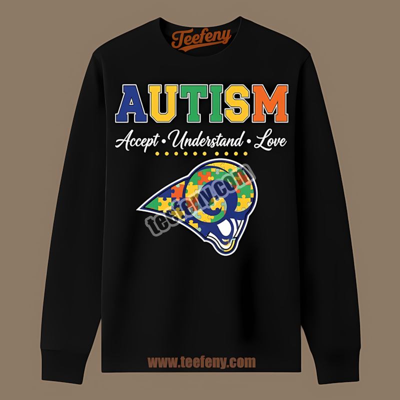 Los Angeles Rams Autism Awareness Accept Understand Love Color Long Sleeve Los Angeles Rams Autism Awareness Accept Understand Love Color Long Sleeve