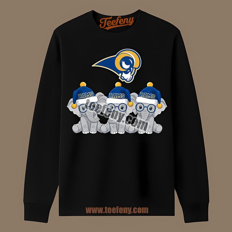 Los Angeles Rams Christmas Elephants Fan Pride Long Sleeve Los Angeles Rams Christmas Elephants Fan Pride Long Sleeve