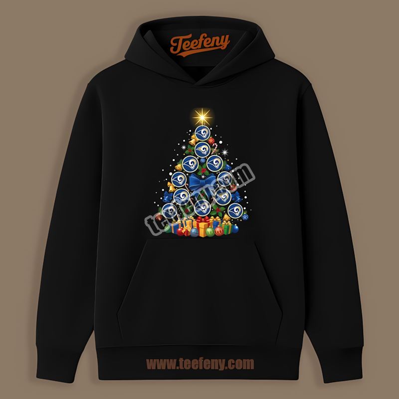 Los Angeles Rams Christmas Tree Logo Adults Fan Hoodie Los Angeles Rams Christmas Tree Logo Adults Fan Hoodie