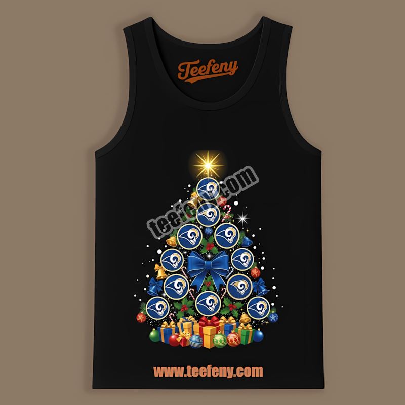 Los Angeles Rams Christmas Tree Logo Adults Fan Tanktop Los Angeles Rams Christmas Tree Logo Adults Fan Tanktop