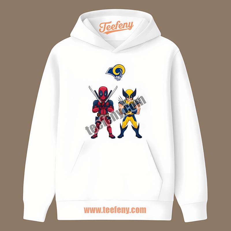 Los Angeles Rams Deadpool Wolverine Crossover Fan Hoodie Los Angeles Rams Deadpool Wolverine Crossover Fan Hoodie