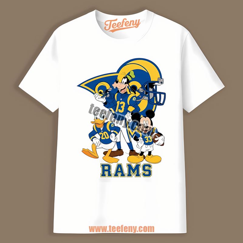 Los Angeles Rams Disney Characters Mickey Donald Goofy Tribute Shirt