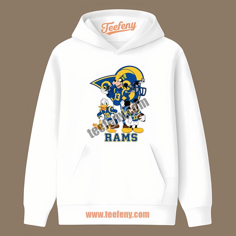 Los Angeles Rams Disney Characters Mickey Donald Goofy Tribute Hoodie Los Angeles Rams Disney Characters Mickey Donald Goofy Tribute Hoodie