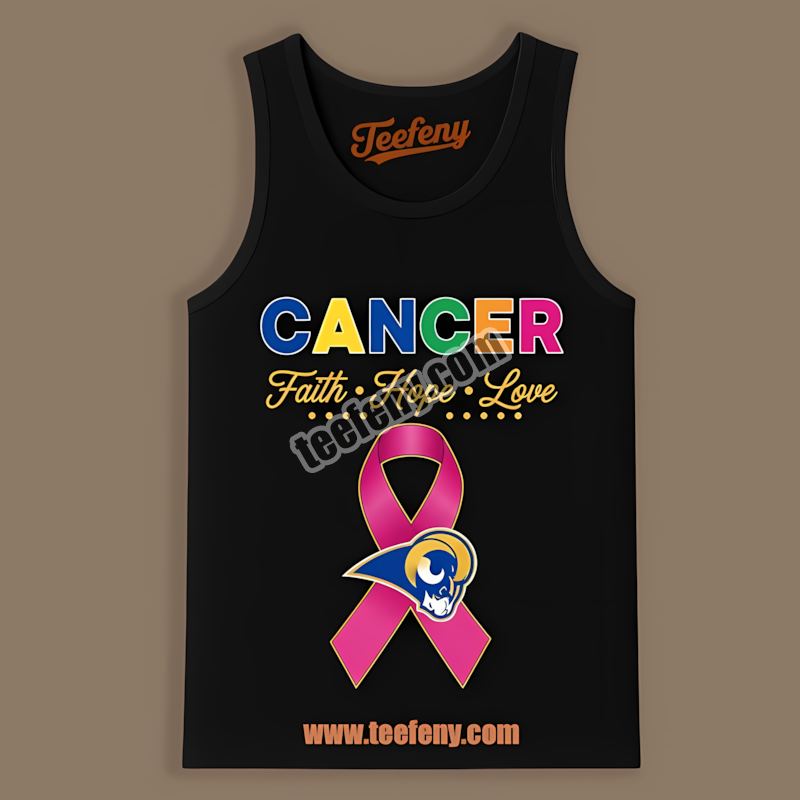 Los Angeles Rams Faith Hope Love Cancer Awareness Tanktop Los Angeles Rams Faith Hope Love Cancer Awareness Tanktop